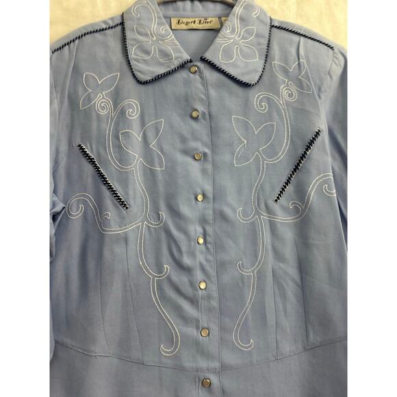 Vintage Desert Diva Sherry Holt Western Shirt M Embroidered Snap - Picture 2 of 9